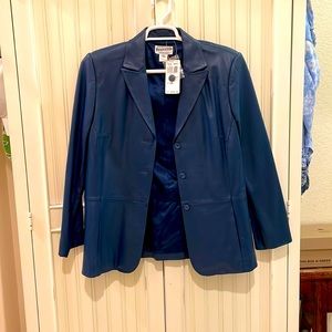 Pendleton size L navy blue leather jacket.